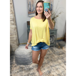 PIKO Dolman Wide Open Boat Neck Dolman Sleeve Tunic Top Shirt Yellow S/M/L