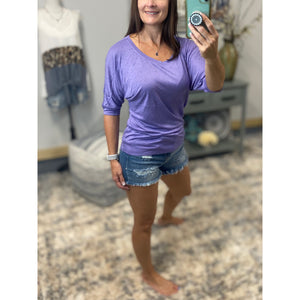 Sexy Dolman Wide Scoop Open Neck Batwing Blouse Top Shirt Purple XS/S/M/L/XL