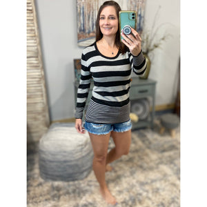Very Sexy Scoop Neck Striped Preppy Tunic Sweater Blouse Shirt Top S/M/L/XL
