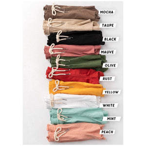 Basic Linen Pocket Drawstring Elastic Waist Dressy Shorts Bottoms Peach S/M/L