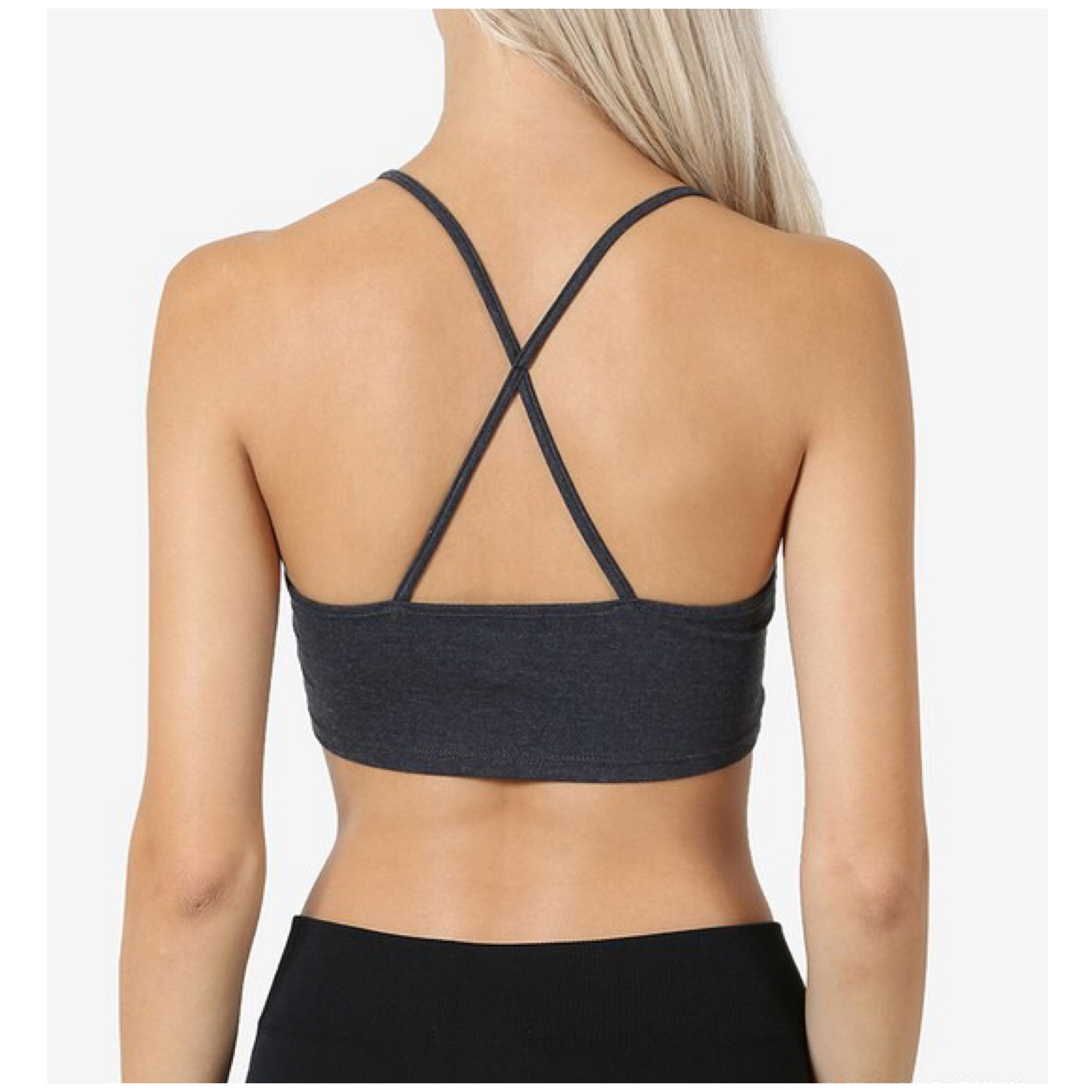 Very Sexy Low Cut Bralette Criss Cross Yoga Sport Stretch Tank Navy S/M/L