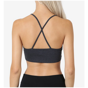 Very Sexy Low Cut Bralette Criss Cross Yoga Sport Stretch Tank Navy S/M/L