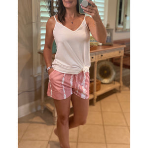 “Heat Wave” Reversible Front Back Low Scoop Or V-Neck Tank Shirt Top Ivory S/M/L/XL