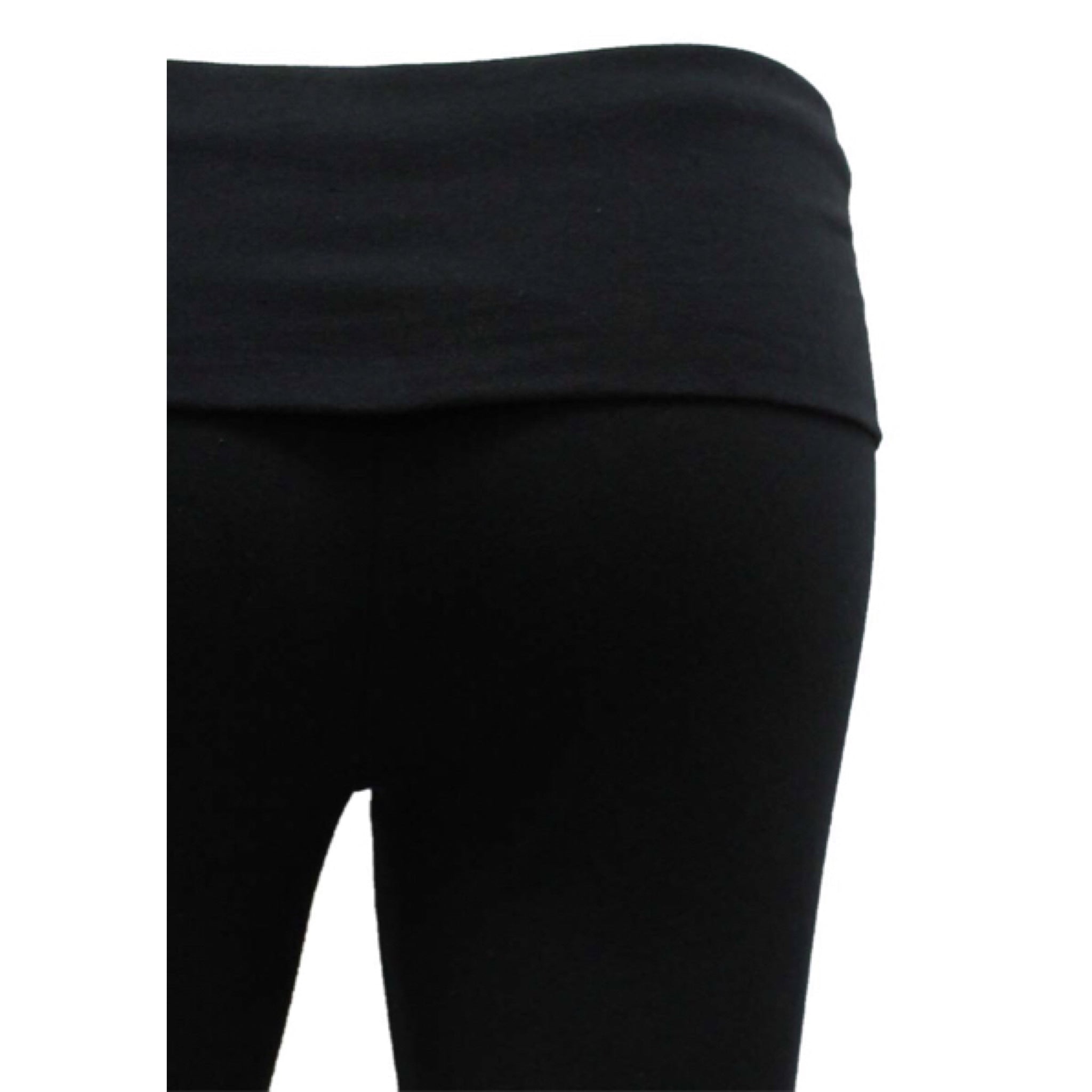 “Head Over Heels” Low Rise Leggings Stretch Yoga Lounge Fold Over Pants Gym Workout Black