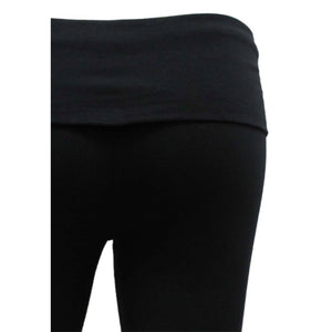 “Head Over Heels” Low Rise Leggings Stretch Yoga Lounge Fold Over Pants Gym Workout Black