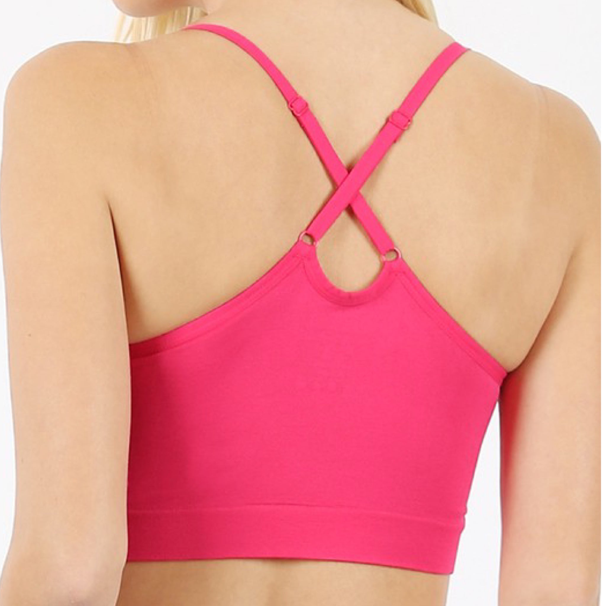 “Comfort Zone” Sexy Cross Back Padded Seamless Adjustable Strap Yoga Sport Stretch Bralette Tank Black OS